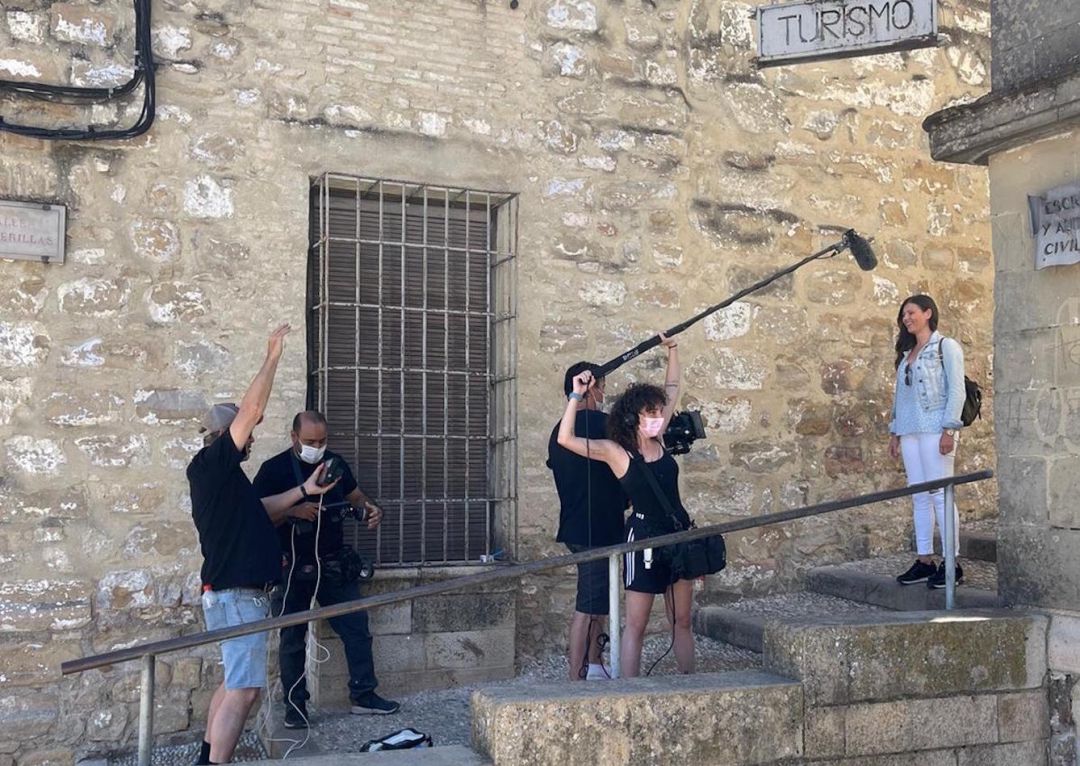 El equipo de rodaje durante la grabación en Baeza El equipo de rodaje durante la grabación en Baeza