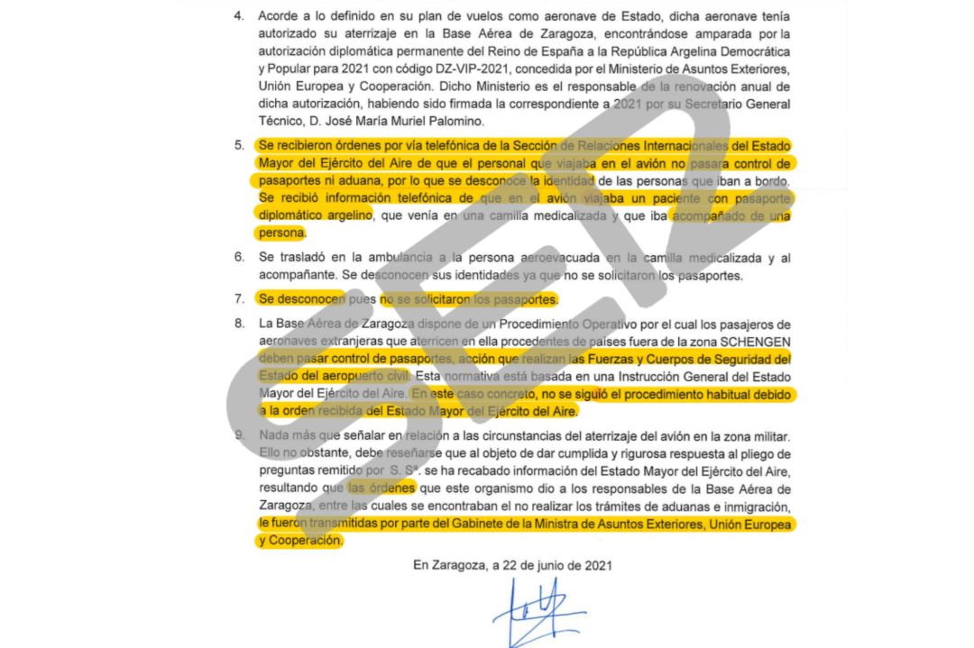 El documento al que ha tenido acceso la SER. El documento al que ha tenido acceso la SER.