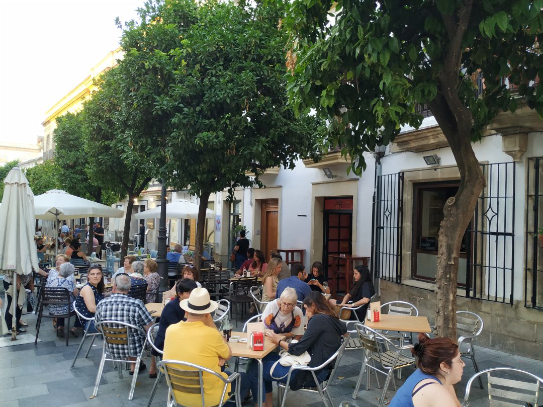 Una terraza del centro de Jerez Una terraza del centro de Jerez