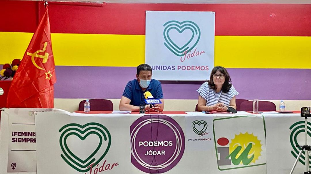 Momento de la rueda de prensa de Unidas Podemos Jódar Momento de la rueda de prensa de Unidas Podemos Jódar