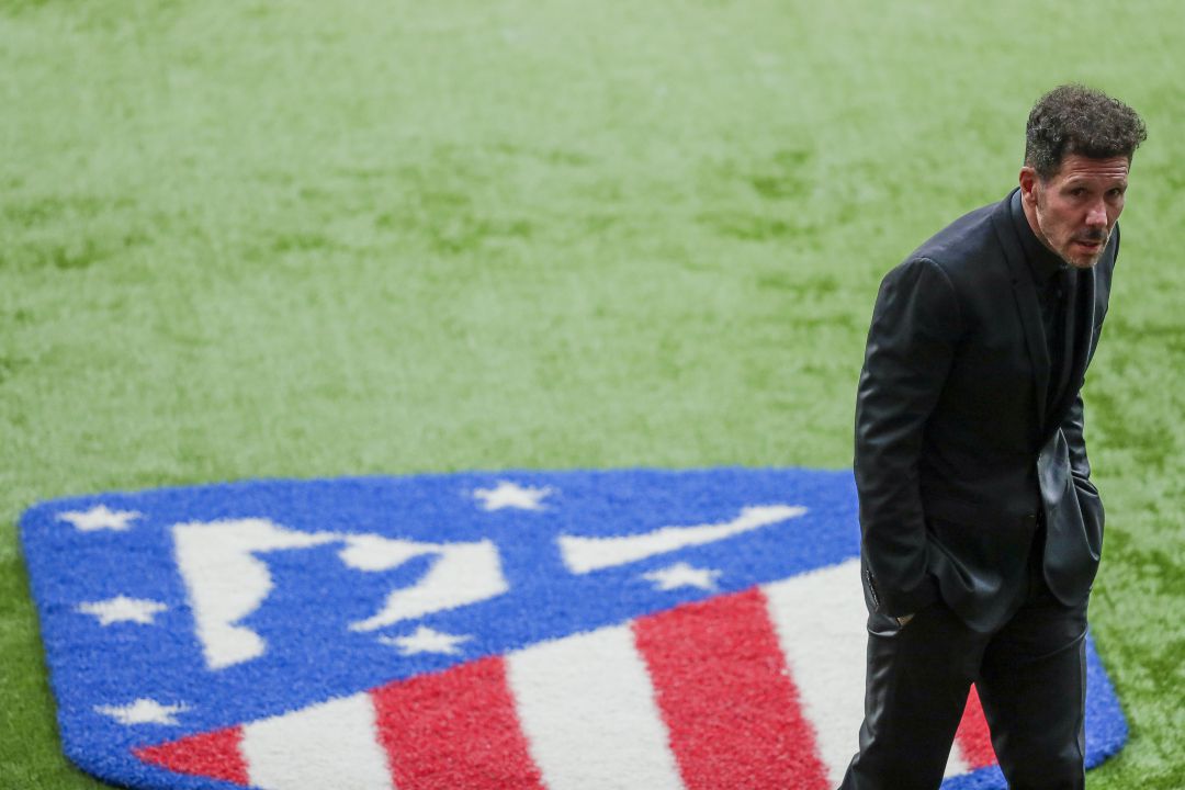 Simeone, en el acto de celebración tras ganar la Liga. Simeone, en el acto de celebración tras ganar la Liga.