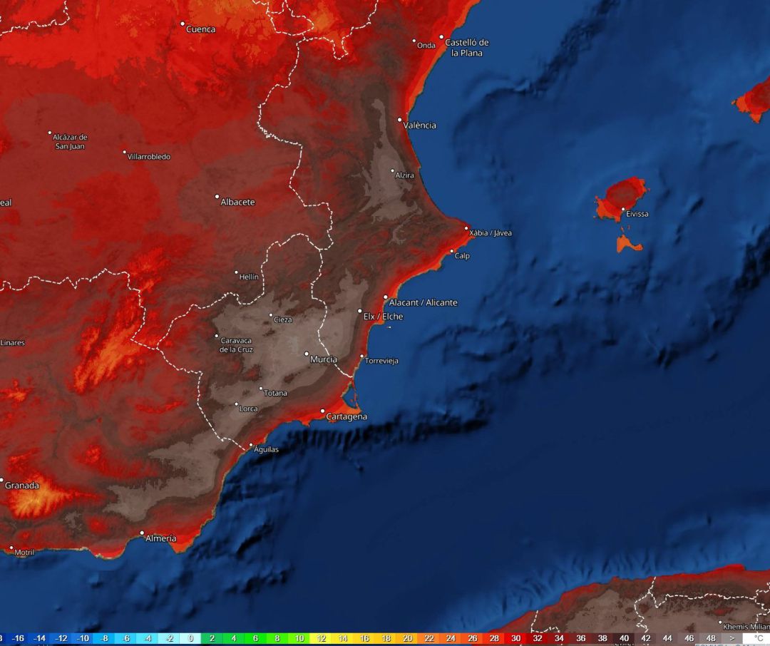 Mapa de previsión de temperaturas para el lunes 12 de julio Mapa de previsión de temperaturas para el lunes 12 de julio