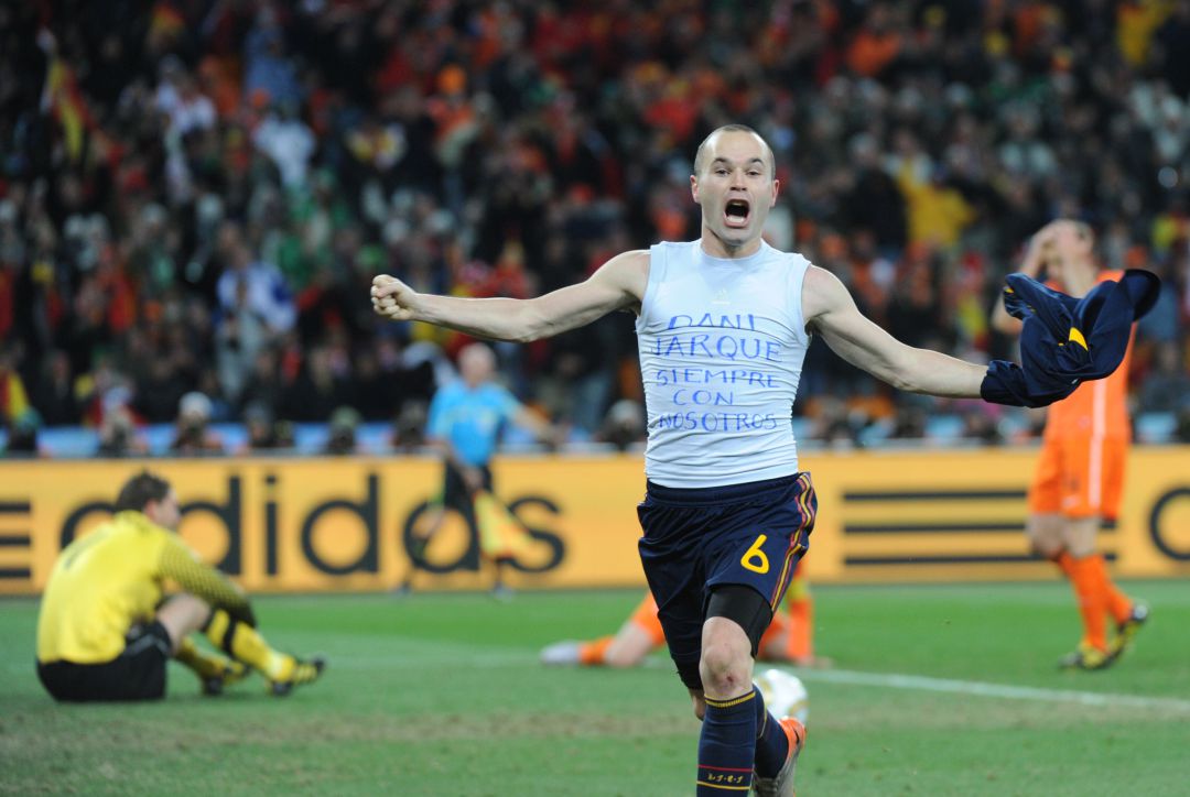 Andrés Iniesta celebra el gol que dio el título mundial a España en 2010 Andrés Iniesta celebra el gol que dio el título mundial a España en 2010