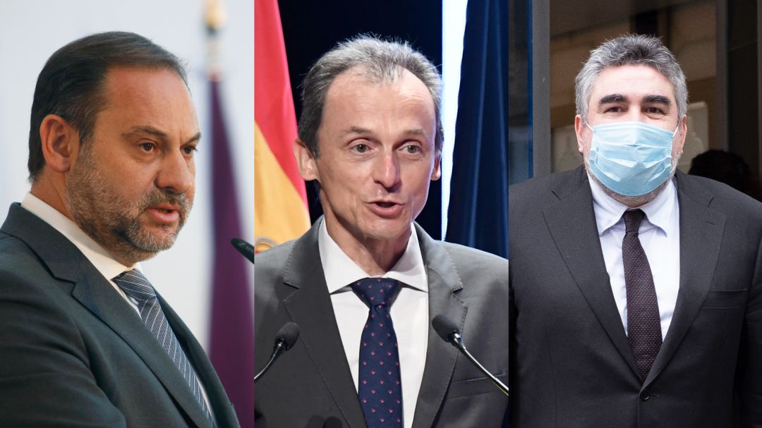 Los hasta ahora ministros de Transportes, José Luís Ábalos, de Ciencia, Pedro Duque y de Cultura, Jose Manuel Rodríguez Uribes. Los hasta ahora ministros de Transportes, José Luís Ábalos, de Ciencia, Pedro Duque y de Cultura, Jose Manuel Rodríguez Uribes.