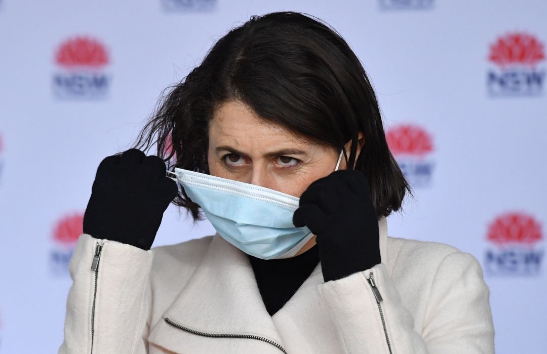 La Primera Ministra Gladys Berejiklian en una rueda de prensa. La Primera Ministra Gladys Berejiklian en una rueda de prensa.
