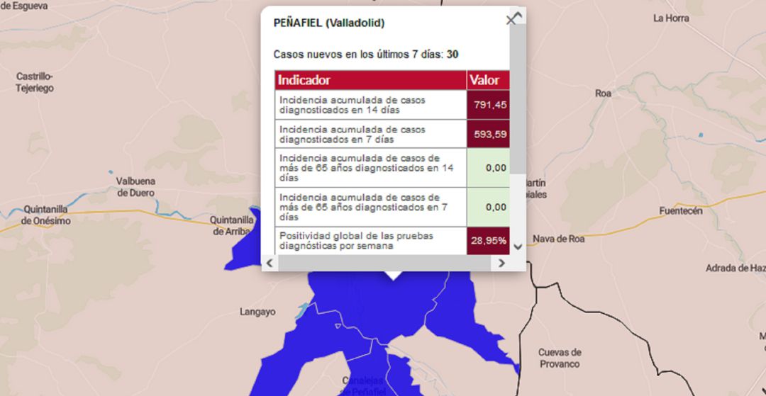 La actualización de datos en el mapa del Servicio de Epidemiología de la Junta. La actualización de datos en el mapa del Servicio de Epidemiología de la Junta.