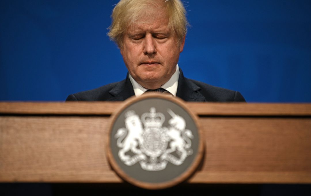 Boris Johnson, durante la comparecencia. Boris Johnson, durante la comparecencia.