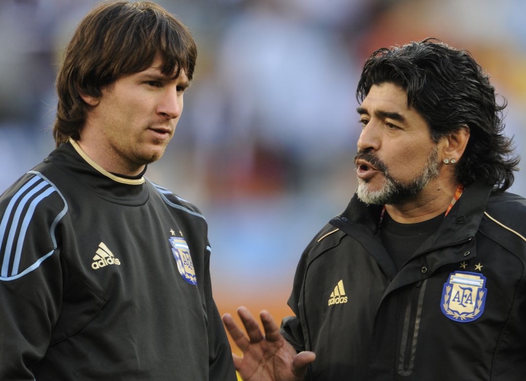 Messi y Maradona juntos en el Mundial 2010 Messi y Maradona juntos en el Mundial 2010