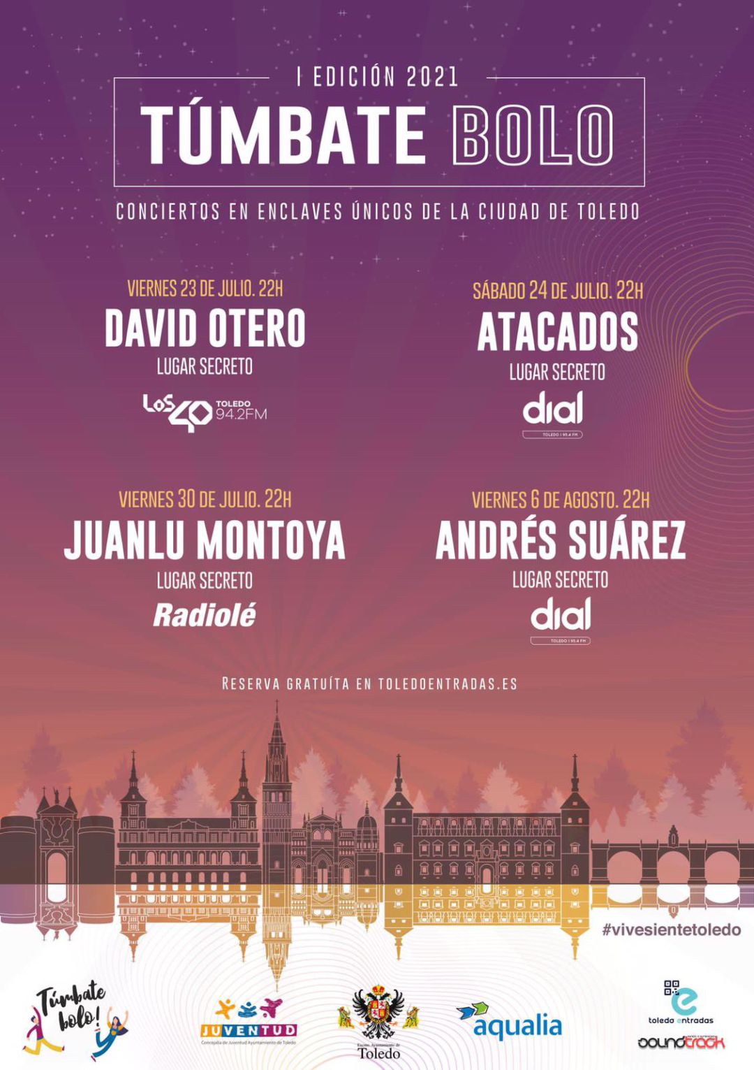 Todos los conciertos son gratuitos y hay que retirar la entrada a través de toledoentradas.es Todos los conciertos son gratuitos y hay que retirar la entrada a través de toledoentradas.es