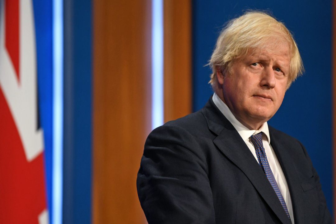 El primer ministro británico, Boris Johnson, durante una rueda de prensa sobre la situación de la pandemia celebrada en Londres este martes. El primer ministro británico, Boris Johnson, durante una rueda de prensa sobre la situación de la pandemia celebrada en Londres este martes.