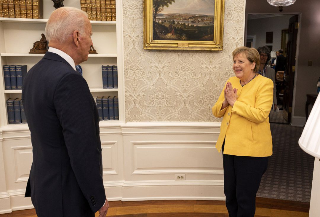 Biden y Merkel durante su encuentro. Biden y Merkel durante su encuentro.