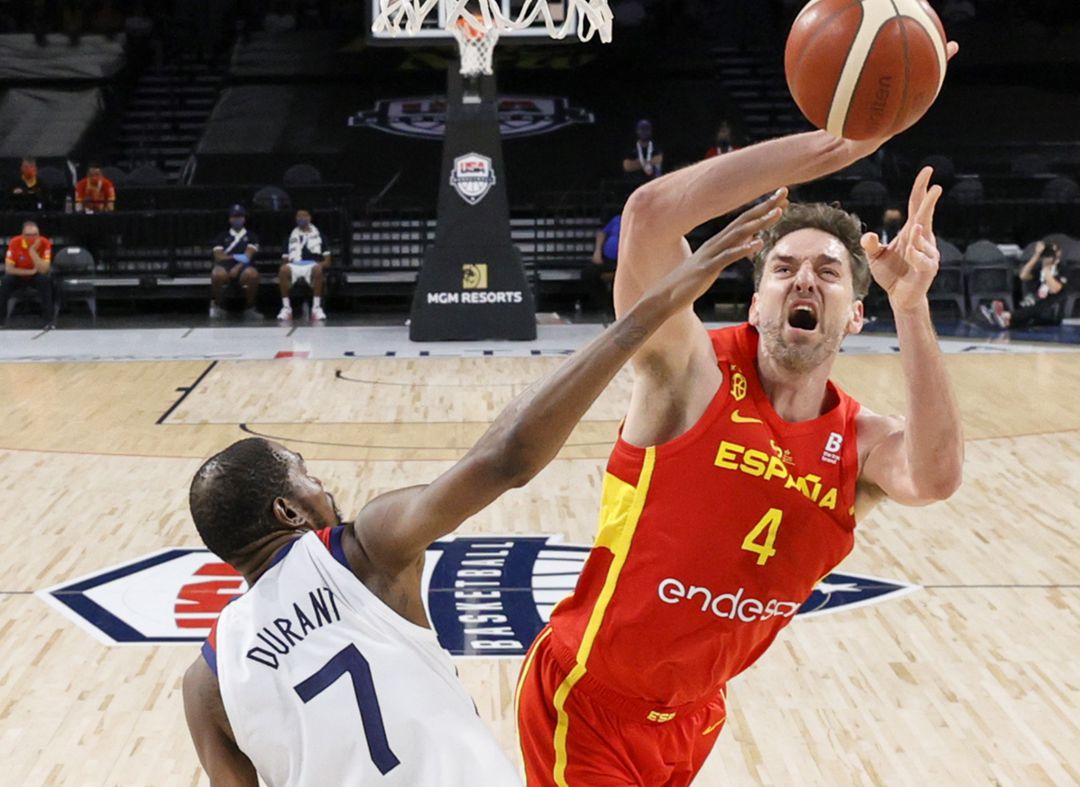 Pau Gasol, en un partido de preparación de la selección española de baloncesto. Pau Gasol, en un partido de preparación de la selección española de baloncesto.