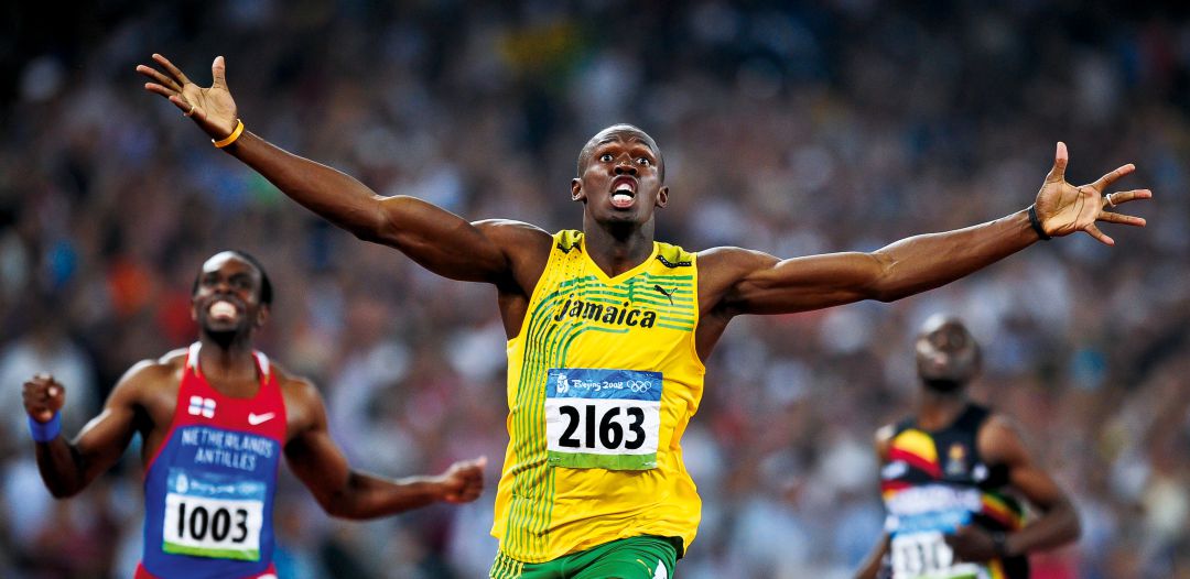 Usain Bolt celebra su victoria en los 200 metros en Pekín 2008 Usain Bolt celebra su victoria en los 200 metros en Pekín 2008