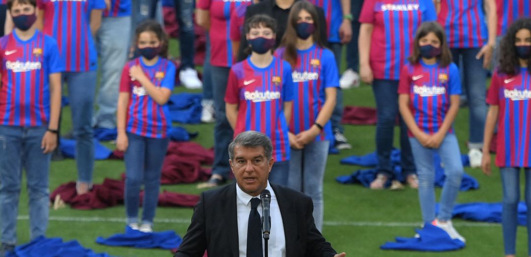 Joan Laporta, durante la presentación oficial de las equipaciones del Fútbol Club Barcelona Joan Laporta, durante la presentación oficial de las equipaciones del Fútbol Club Barcelona