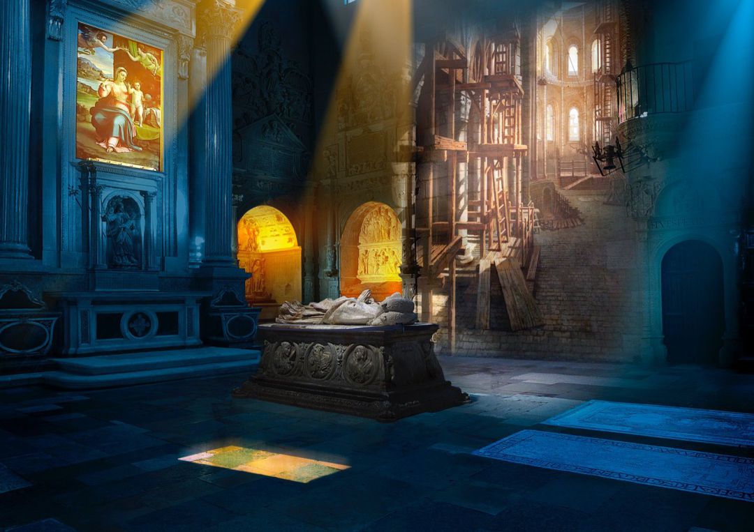 Recreación de una de las capillas con la nueva iluminación para las visitas nocturnas Recreación de una de las capillas con la nueva iluminación para las visitas nocturnas