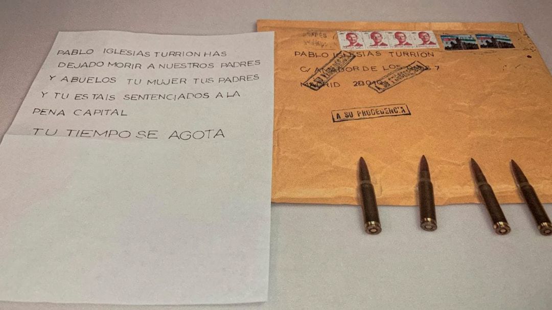 La carta amenazante que recibió Pablo Iglesias La carta amenazante que recibió Pablo Iglesias
