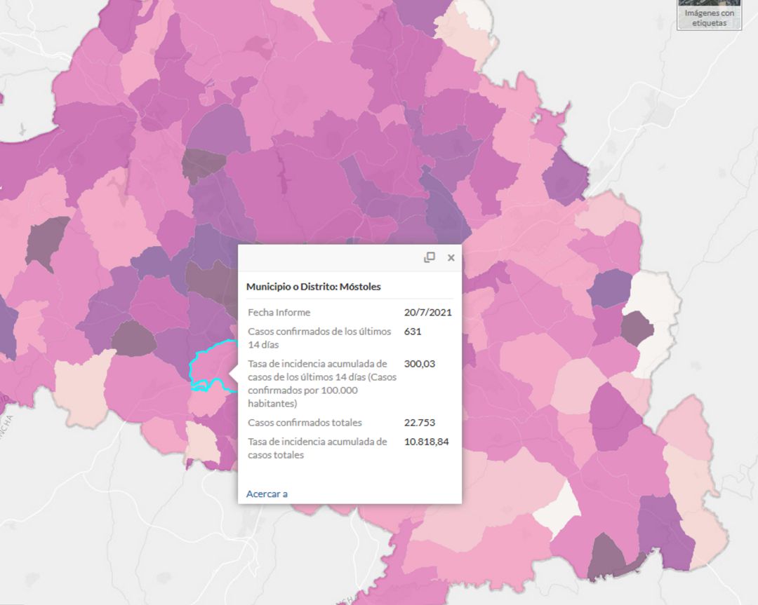 Mapa epidemiológico con los datos de Móstoles Mapa epidemiológico con los datos de Móstoles