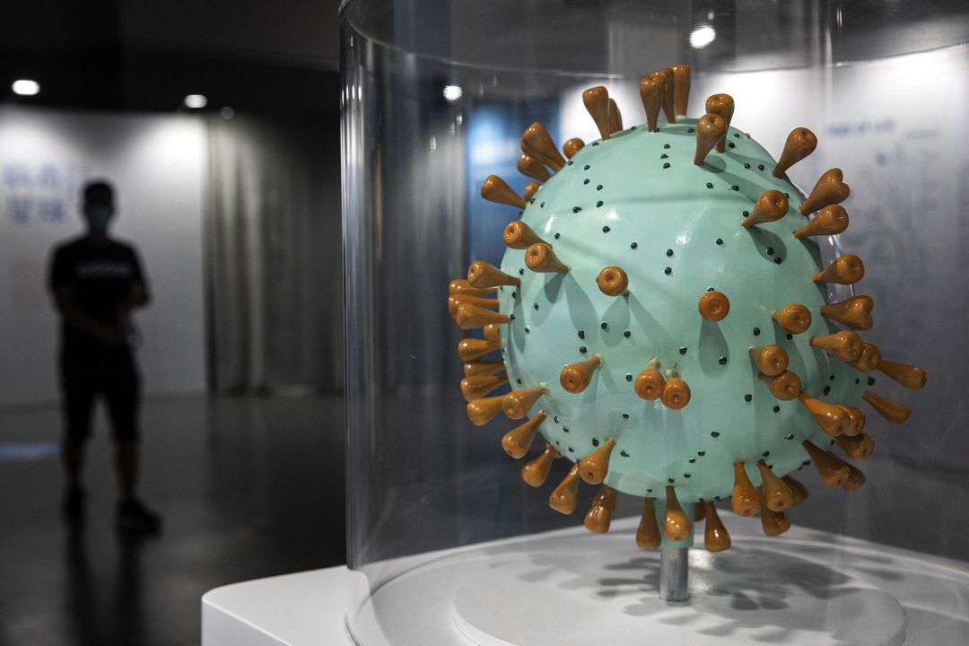 La maqueta de un coronavirus en una exposición de temática científica que puede visitarse en Wuhan (China). La maqueta de un coronavirus en una exposición de temática científica que puede visitarse en Wuhan (China).
