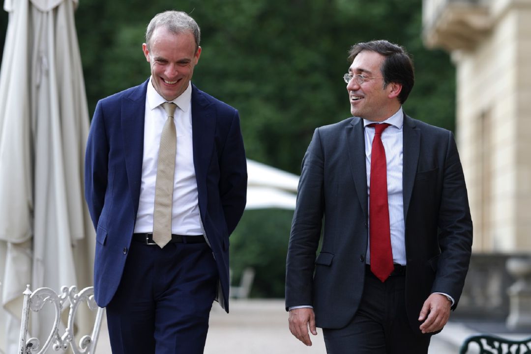 Dominic Raab y José Manuel Albares, durante su encuentro celebrado en Londres. Dominic Raab y José Manuel Albares, durante su encuentro celebrado en Londres.