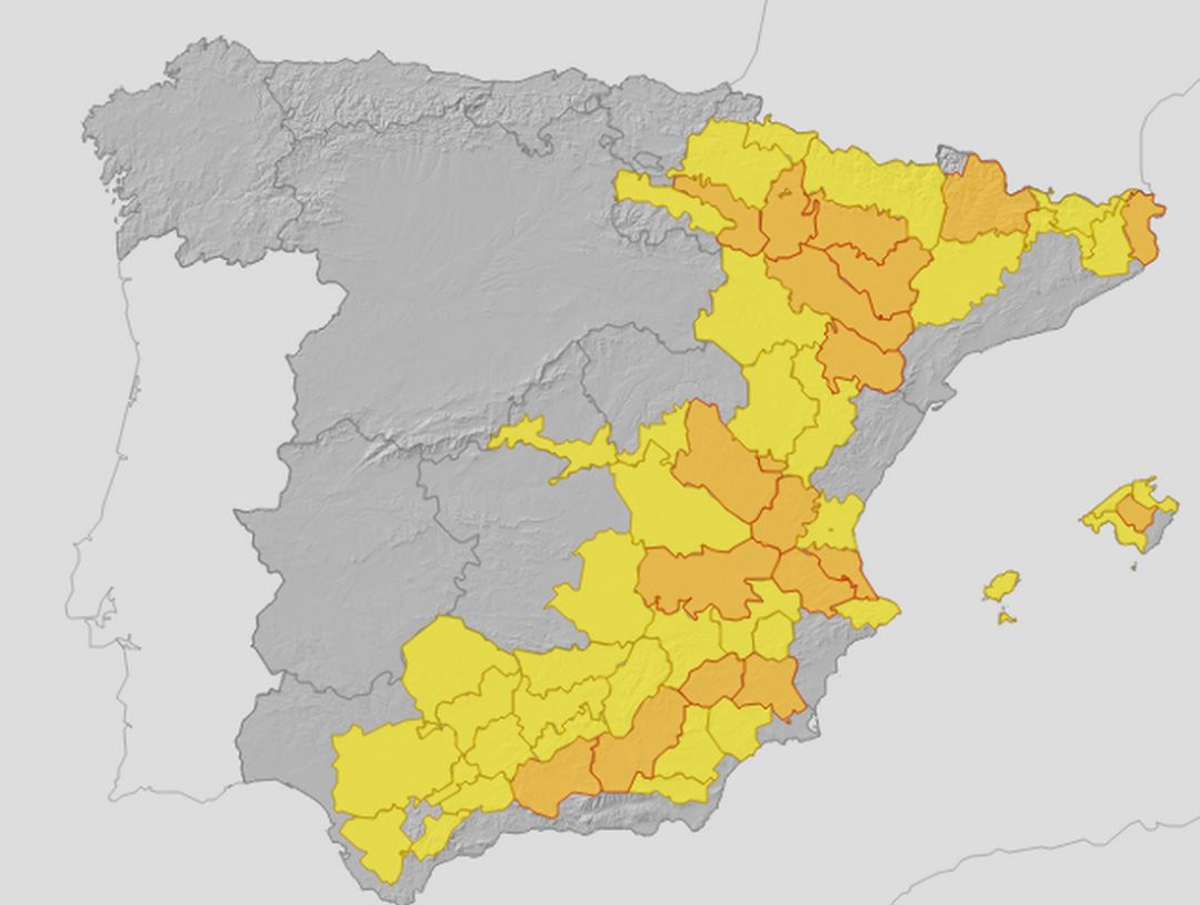 Mapa de alertas para el viernes 23 de julio Mapa de alertas para el viernes 23 de julio