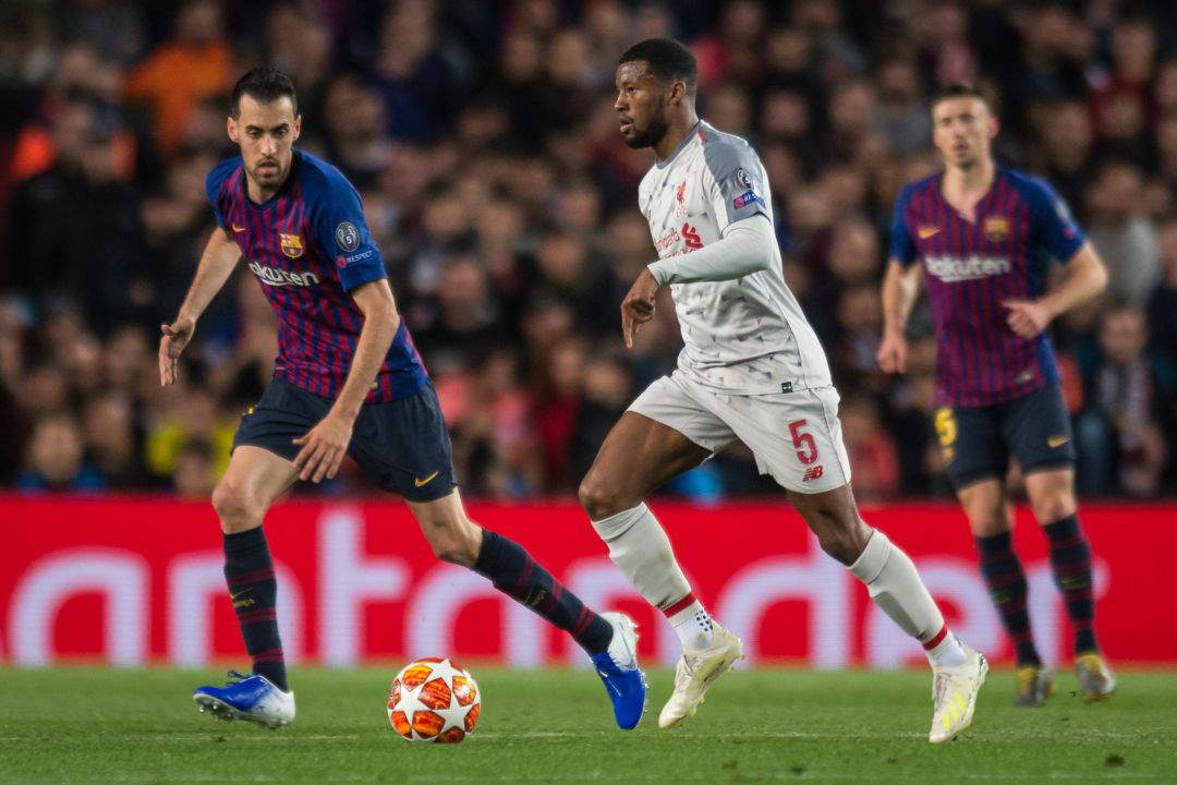 Wijnaldum, en un encuentro entre el Liverpool y el Barcelona. Wijnaldum, en un encuentro entre el Liverpool y el Barcelona.
