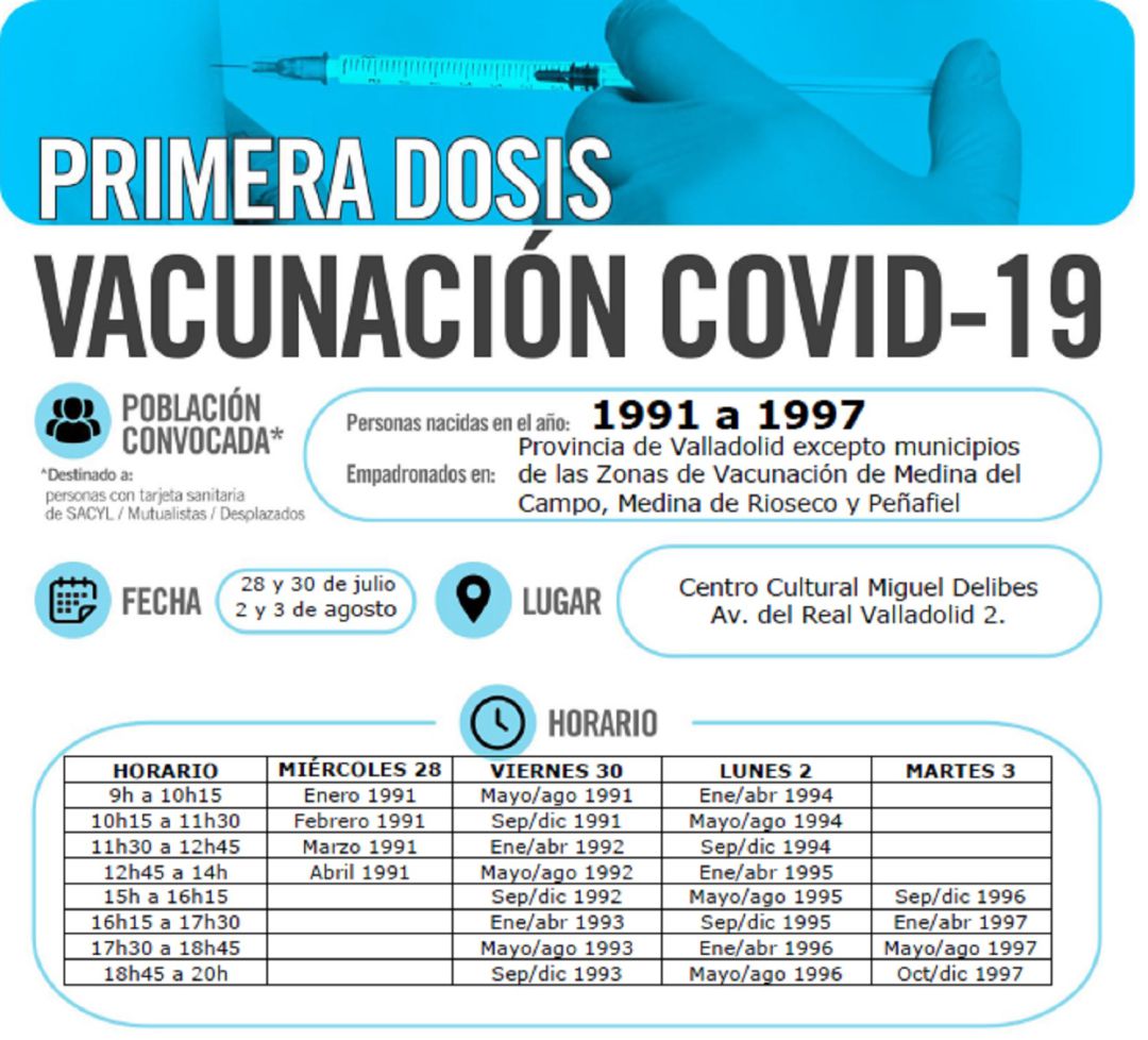 Calendario de vacunación Valladolid 91-97 Calendario de vacunación Valladolid 91-97