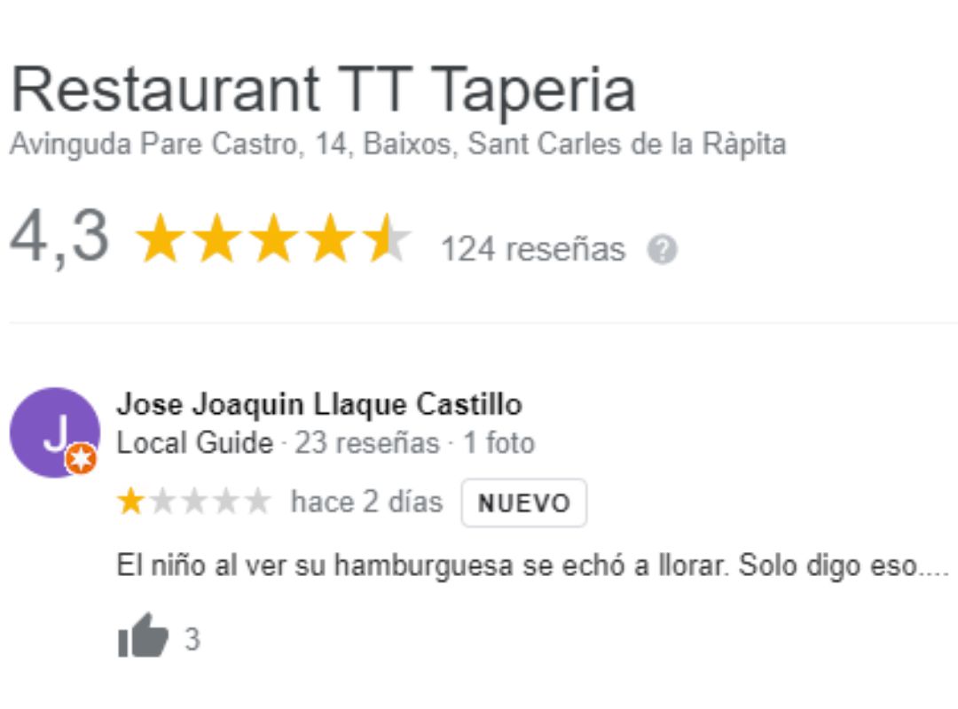 Un restaurante responde a un comentario con una versión diferente de la historia. Un restaurante responde a un comentario con una versión diferente de la historia.