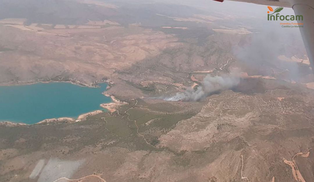 Imagen aérea de la zona en la que se originó el fuego Imagen aérea de la zona en la que se originó el fuego