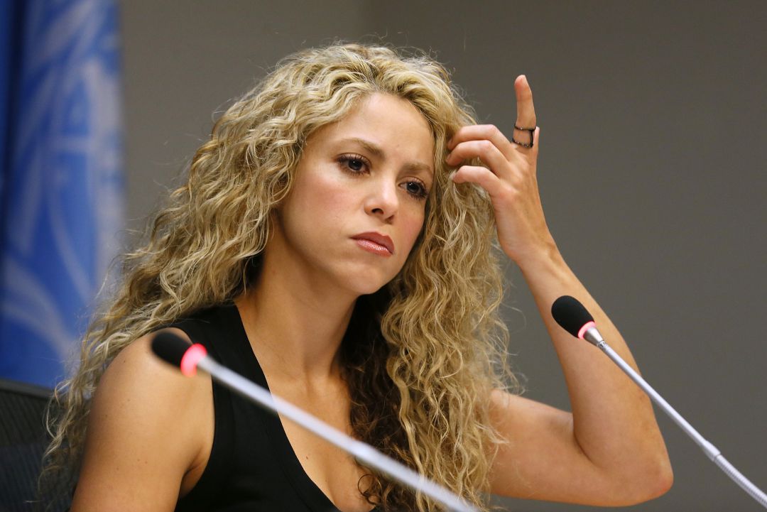 Shakira, en una rueda de prensa celebrada en 2015. Shakira, en una rueda de prensa celebrada en 2015.