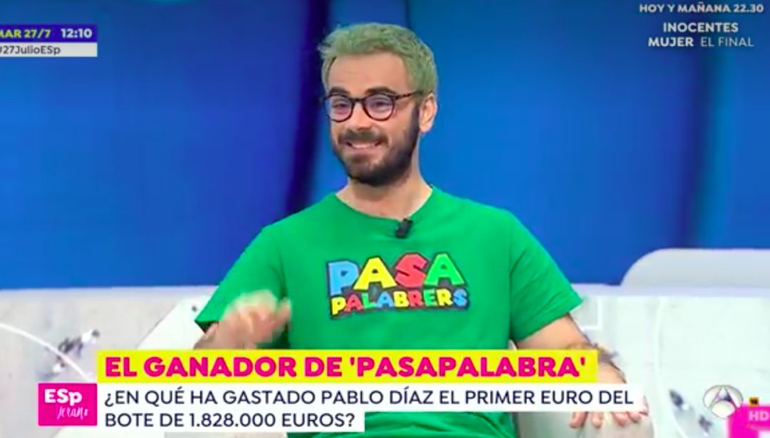 Pablo Díaz desvela qué es lo primero en lo que ha gastado el dinero del bote de 'Pasapalabra'. Pablo Díaz desvela qué es lo primero en lo que ha gastado el dinero del bote de 'Pasapalabra'.