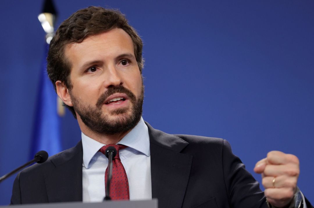 El presidente del Partido Popular, Pablo Casado, hace balance del curso político este jueves en la sede de la formación, en Madrid. El presidente del Partido Popular, Pablo Casado, hace balance del curso político este jueves en la sede de la formación, en Madrid.