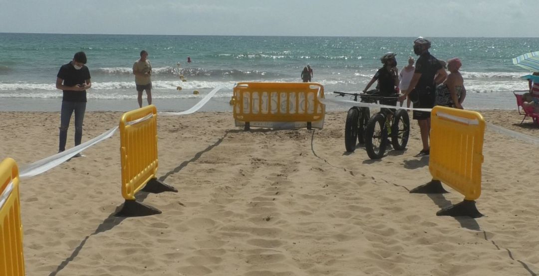 Simulacro de la puesta de nido de tortuga en Arenales Simulacro de la puesta de nido de tortuga en Arenales