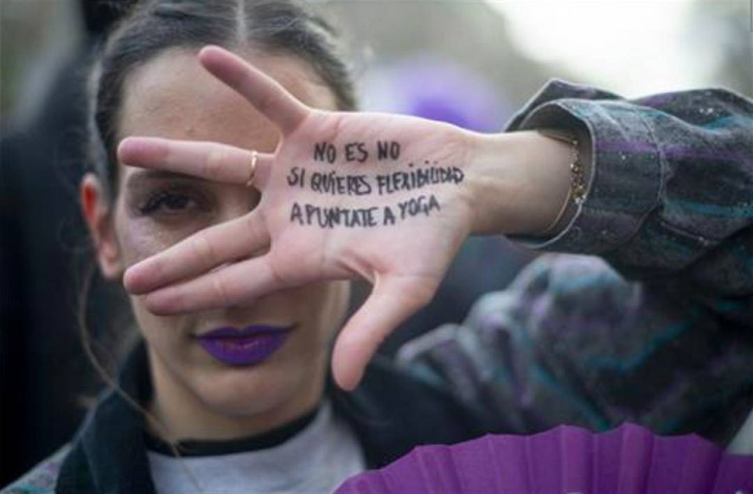 Una manifestante en la manifestación del 8M, el año pasado. Una manifestante en la manifestación del 8M, el año pasado.