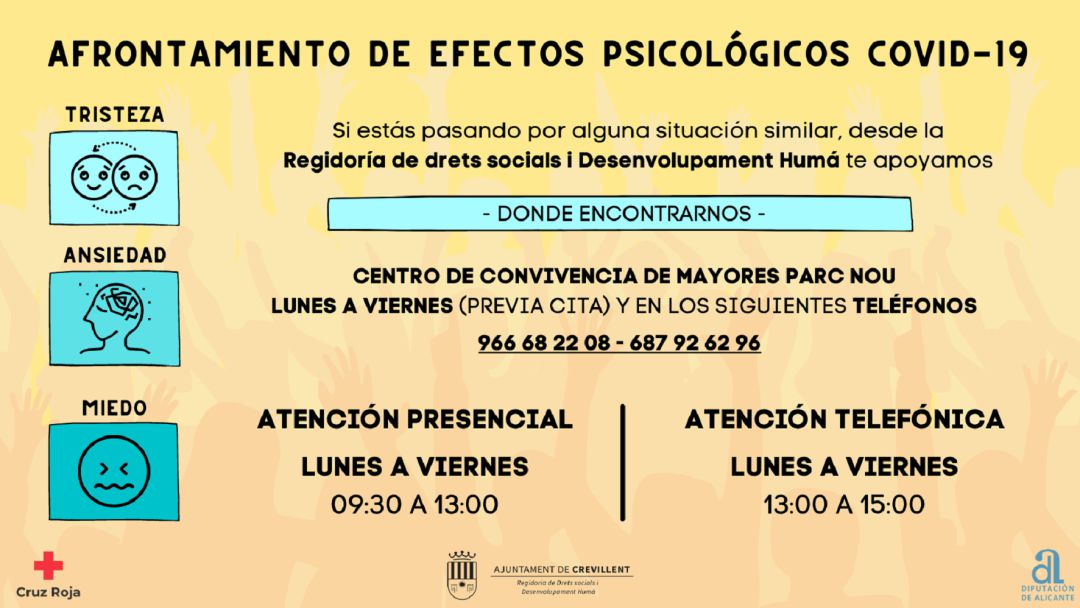Cartel talleres y atención psicológica ante efectos de la Covid-19 Cartel talleres y atención psicológica ante efectos de la Covid-19