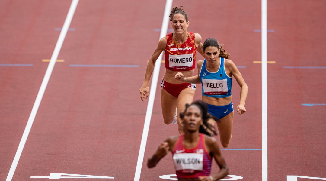 Natalia Romero, del Equipo Español, en la eliminatoria de 800 metros lisos de atletismo durante los JJOO 2020, a 30 de julio, 2021 en Tokio, Japón. Natalia Romero, del Equipo Español, en la eliminatoria de 800 metros lisos de atletismo durante los JJOO 2020, a 30 de julio, 2021 en Tokio, Japón.