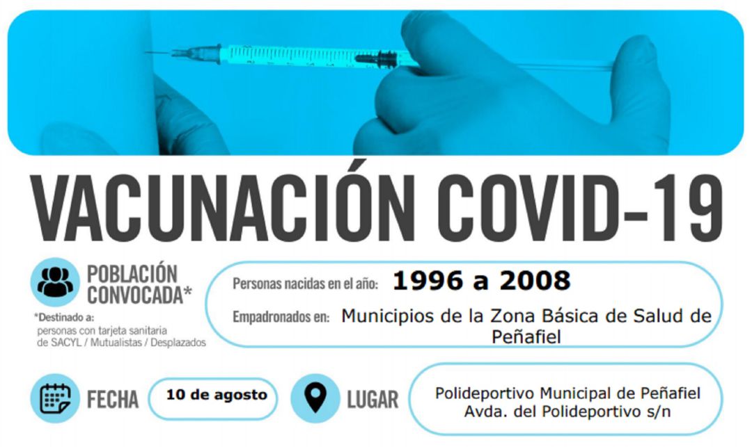 Cartel anunciador de la próximoa jornada de vacunación masiva para el 10 de agosto. Cartel anunciador de la próximoa jornada de vacunación masiva para el 10 de agosto.