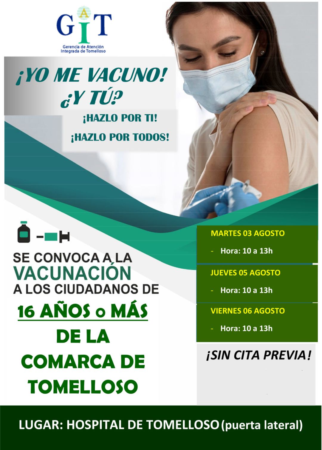 La Gerencia Integrada de Tomelloso llama a vacunarse a los jóvenes de 16 años de la comarca La Gerencia Integrada de Tomelloso llama a vacunarse a los jóvenes de 16 años de la comarca