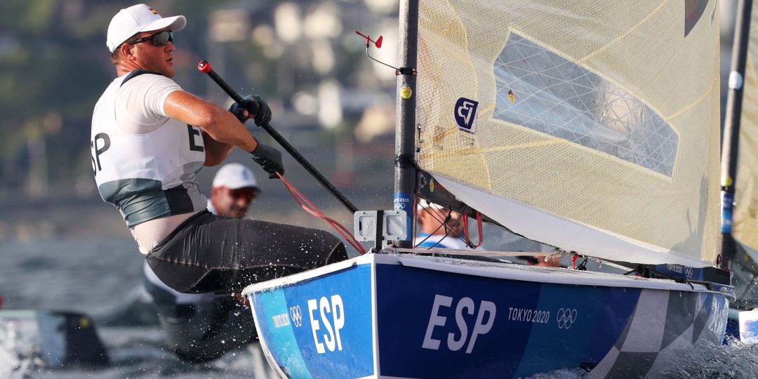 Joan Cardona, durante una regata de Finn en los Juegos Olímpicos Joan Cardona, durante una regata de Finn en los Juegos Olímpicos