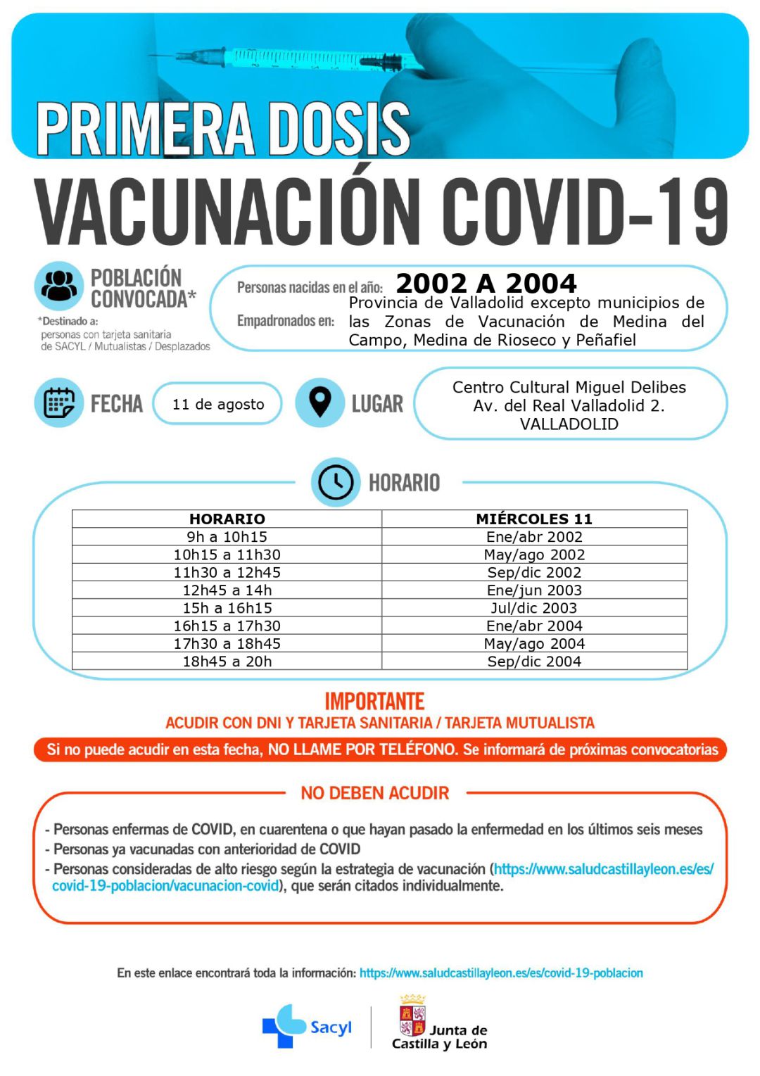 Vacunación COVID-19, primera dosis 2002 a 2004 Vacunación COVID-19, primera dosis 2002 a 2004
