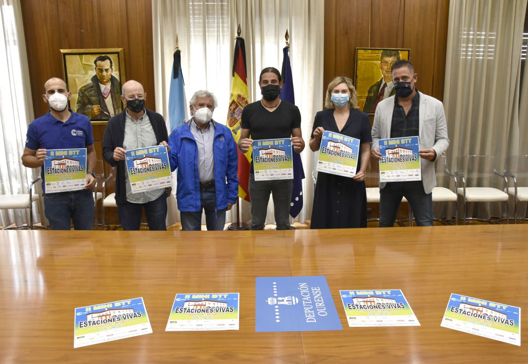 Presentación no Pazo Provincial da II Mini BTT Estacíons Vivas, coa asistencia do vicepresidente da Deputación, Rosendo Fernández; o alcalde de Baños de Molgas, Xaime Iglesias; a xerente do Inorde, Emma González; o xefe de Deportes da Xunta en Ourense, Mnauel Pérez: o presidente da Federación Galega de Ciclismo, Juan Carlos Muñiz; e o presidente da Fundación ADO Moure, Carlos Moure Presentación no Pazo Provincial da II Mini BTT Estacíons Vivas, coa asistencia do vicepresidente da Deputación, Rosendo Fernández; o alcalde de Baños de Molgas, Xaime Iglesias; a xerente do Inorde, Emma González; o xefe de Deportes da Xunta en Ourense, Mnauel Pérez: o presidente da Federación Galega de Ciclismo, Juan Carlos Muñiz; e o presidente da Fundación ADO Moure, Carlos Moure