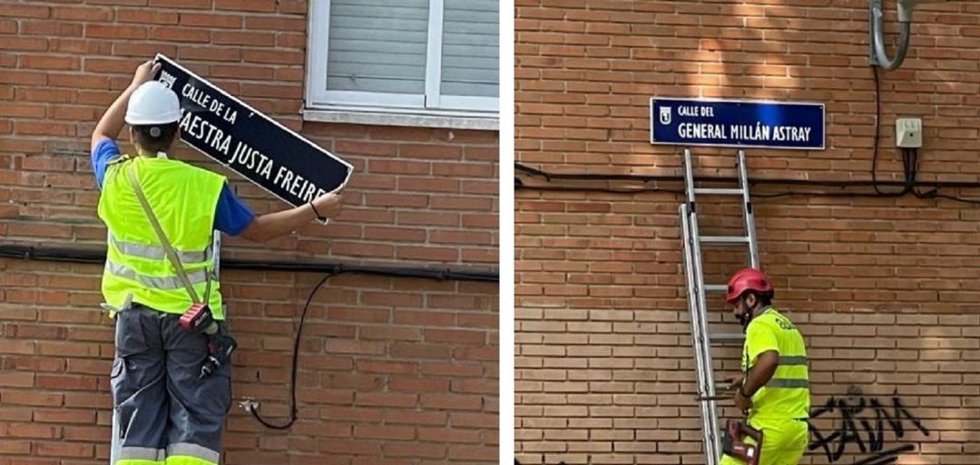 Retirada de la placa con el nombre de la maestra zamorana Retirada de la placa con el nombre de la maestra zamorana