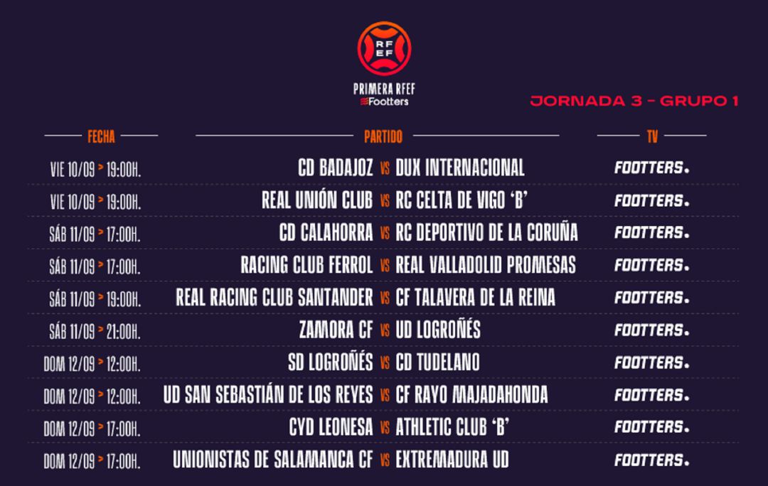 Horarios de la tercera jornada Horarios de la tercera jornada