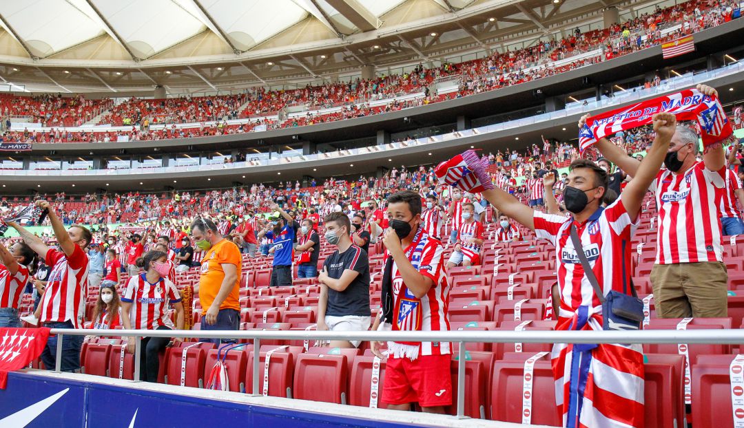 Aficionados del Atlético, en el Wanda Metropolitano, el pasado 22 de agosto Aficionados del Atlético, en el Wanda Metropolitano, el pasado 22 de agosto