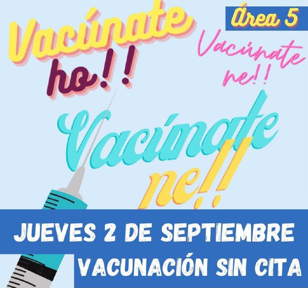 Uno de los carteles que anima a acudir a vacunarse en la jornada sin cita previa Uno de los carteles que anima a acudir a vacunarse en la jornada sin cita previa
