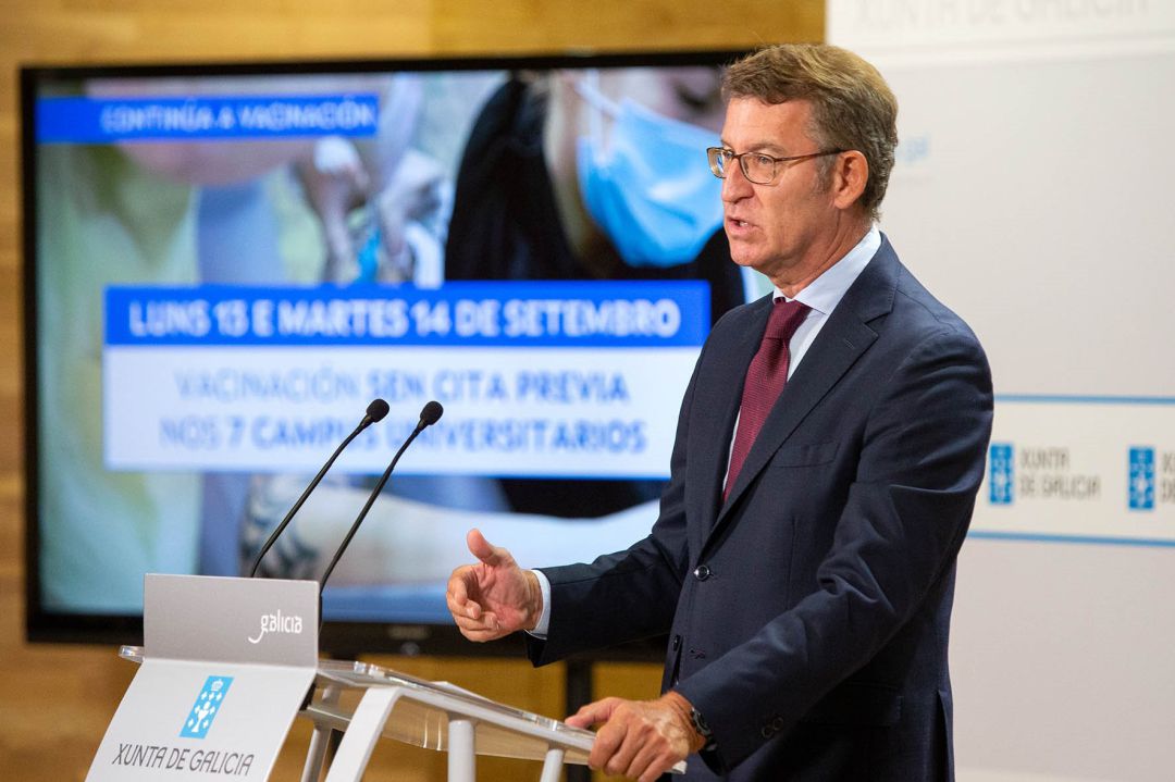 08-09-2021 El titular del Gobierno gallego, Alberto Núñez Feijóo, comparece para dar cuenta de las medidas acordadas por el comité clínico.
SALUD
XOÁN CRESPO
08-09-2021 El titular del Gobierno gallego, Alberto Núñez Feijóo, comparece para dar cuenta de las medidas acordadas por el comité clínico.
SALUD
XOÁN CRESPO