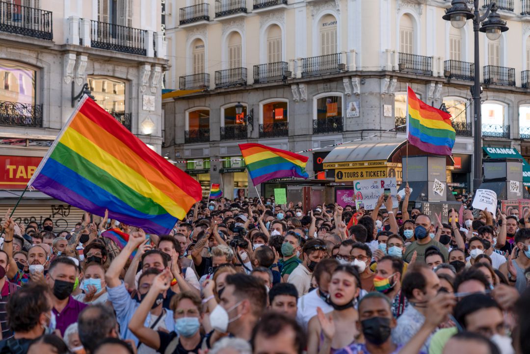 Imagen de archivo de una manifestación contra la homofobia en Madrid Imagen de archivo de una manifestación contra la homofobia en Madrid
