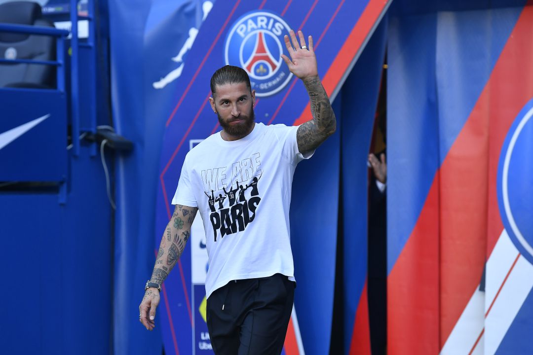 Sergio Ramos, durante una de las presentaciones con el PSG. Sergio Ramos, durante una de las presentaciones con el PSG.