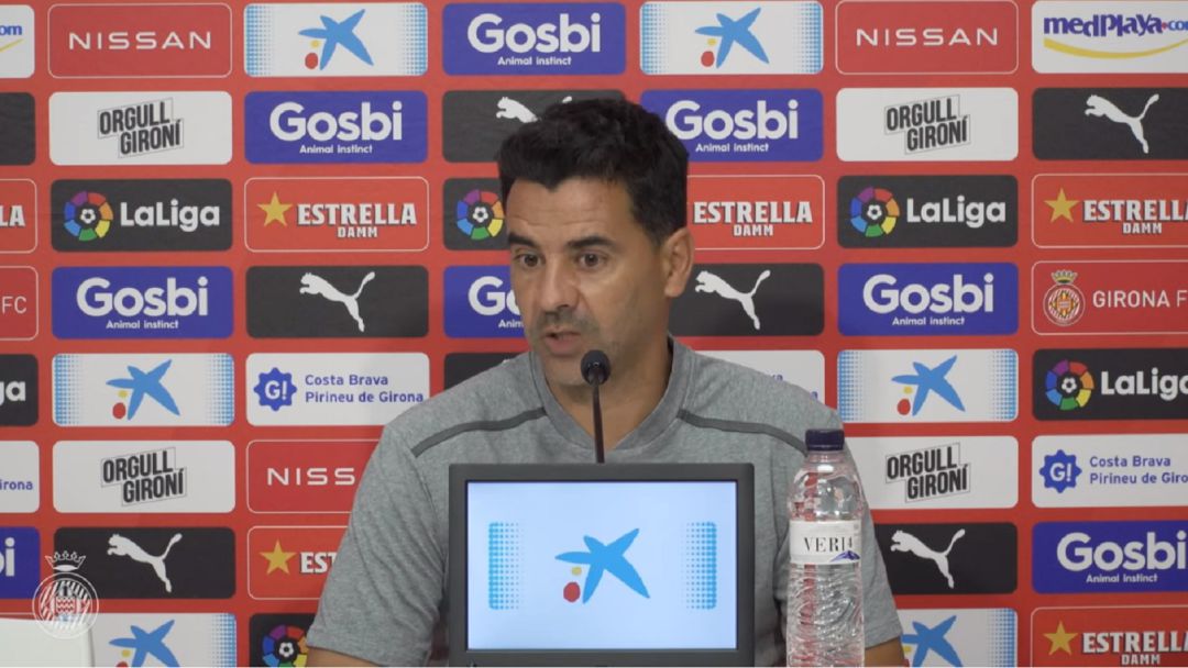 Míchel durant la compareixença prèvia al partit contra el Málaga. Míchel durant la compareixença prèvia al partit contra el Málaga.
