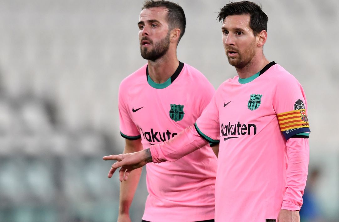 Leo Messi y Miralem Pjanic durante un partido con el Barça Leo Messi y Miralem Pjanic durante un partido con el Barça