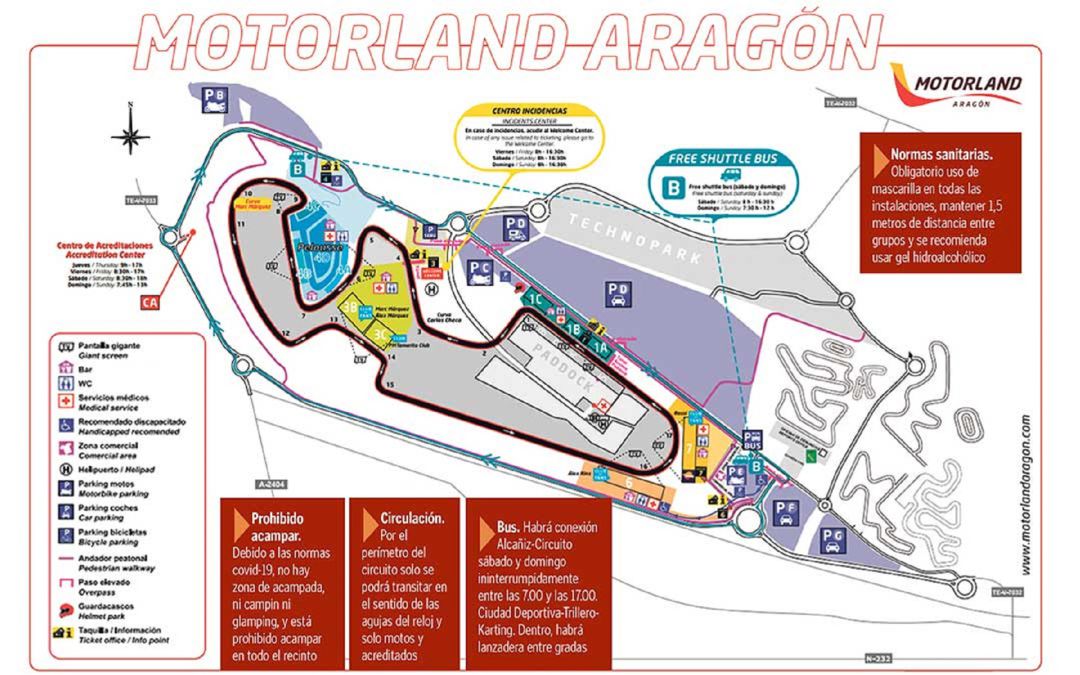 Mapa del circuito de velocidad de Motorland Aragón. Mapa del circuito de velocidad de Motorland Aragón.